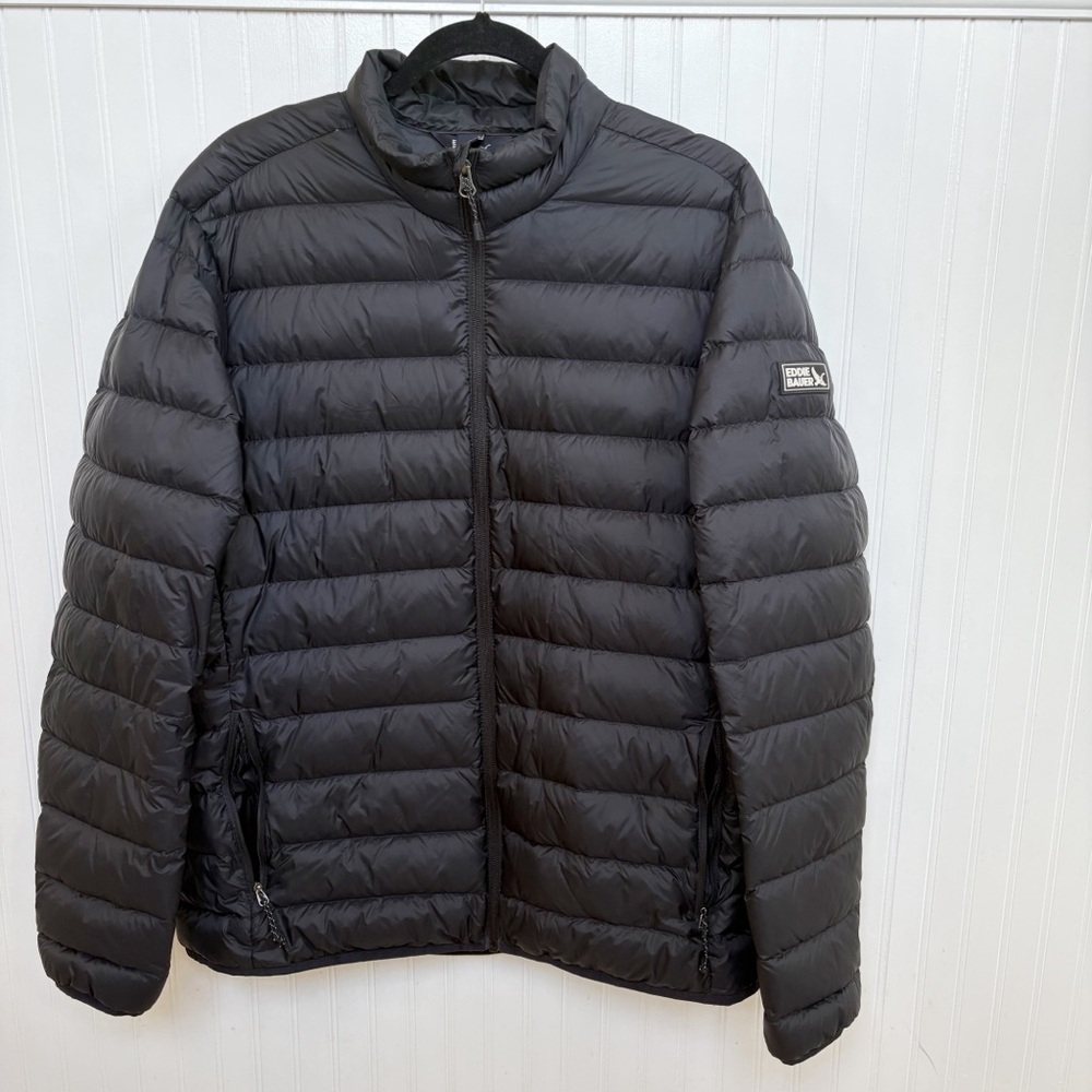 Eddie Bauer Down 650 Black Lightweight Packable Puffer Jacket Men’s Size Large